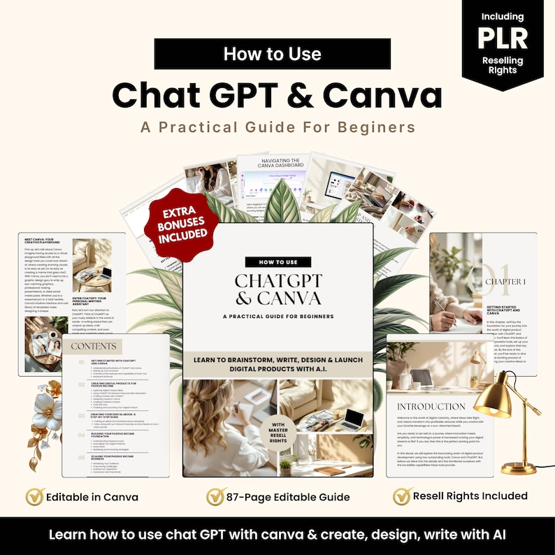 ChatGPT + Canva: Digital Product Creation Guide cover